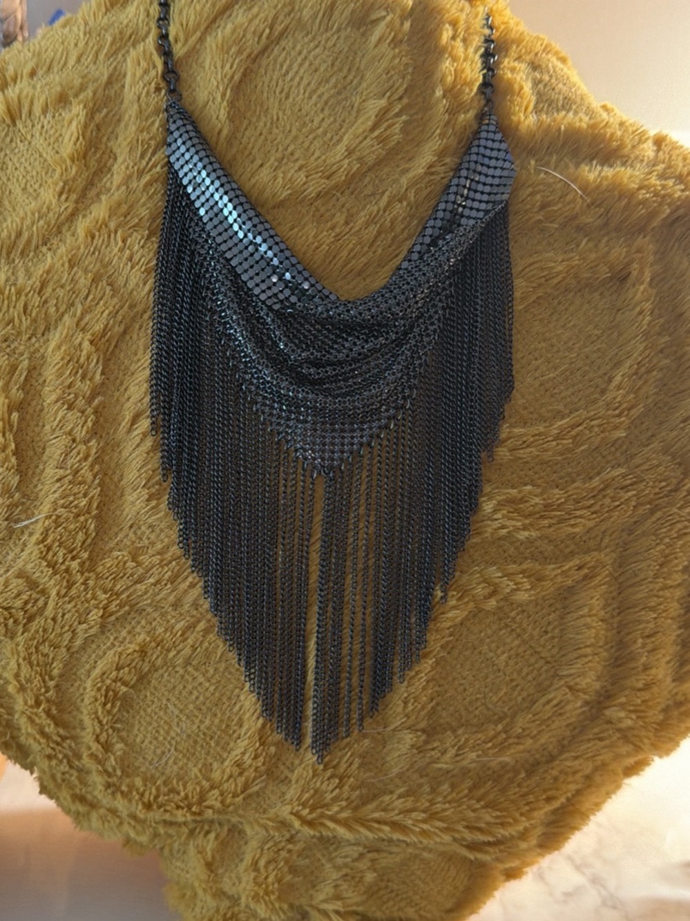 Premier Black Metallic Fringe Chain Necklace